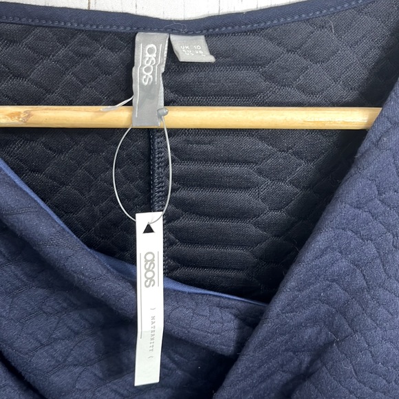 NWT ASOS MATERNITY Navy Quilted Sheath Dress Sleeveless Faux Wrap Size 6 - Picture 9 of 11